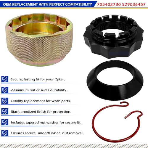 Image of Wheel Nut Removal Socket Tool & Can-Am Ryker Rally 600 900 ACE Wheel Nut /Safety Clip /Tapered Spacer Set 705402730 529036457