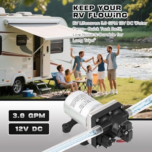 Image of 12V RV Water Pump 4008-101-A65 /E65 | 3.0 GPM - 55 PSI | Camper RV Water Pump | Self-Priming & Quiet Diaphragm Pump | Thermal Protection & Dry Run Safe (4008-101-A65 /E65)