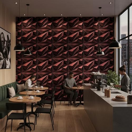Image of Kayra Decor 3D PVC Wall Panels - Diamond Design, Red Coper Rust Color 19.7 inch x 19.7 inch (Pack of 6) - Covers 16.17 Sq. Ft.
