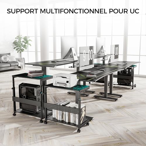 Eureka Ergonomic Support de Tour d'ordinateur réglable en Hauteur - Boîtier ATX - Support PC - sous Bureau - Imprimante avec roulettes et Tapis de Souris - Noir – vue 3