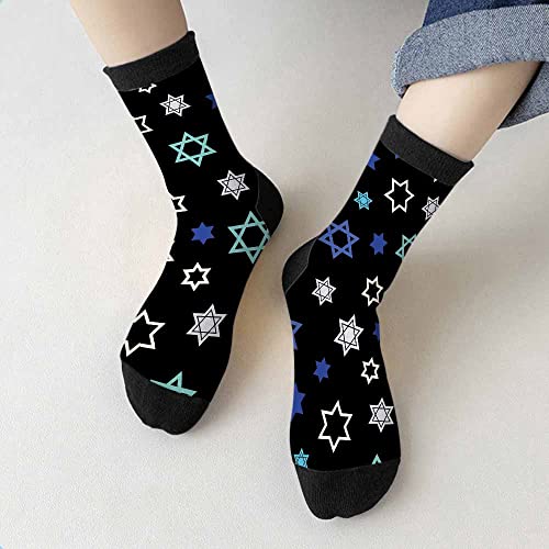Image of Red Striped Crew Socks for Woman Size 6-8 Christmas Tree Moose Snowflake Dots Lines Girls Socks