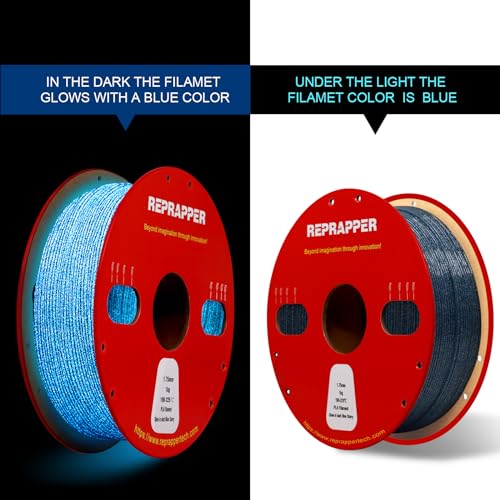Image of RepRapper Glitter Glow in The Dark Blue 3D Printer Filament, Shiny Galaxy 1KG PLA Filament (2.2lbs) 1.75mm, Sparkle Laser Series 3D Printing Filament for 3D Printer