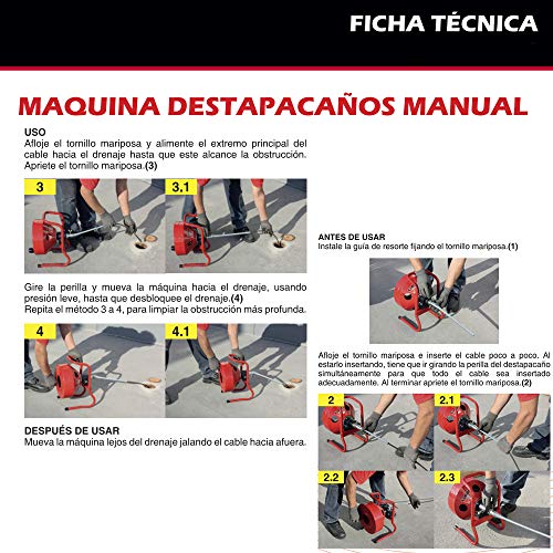 Máquina manual con 2 cables destapacaños miniatura 6