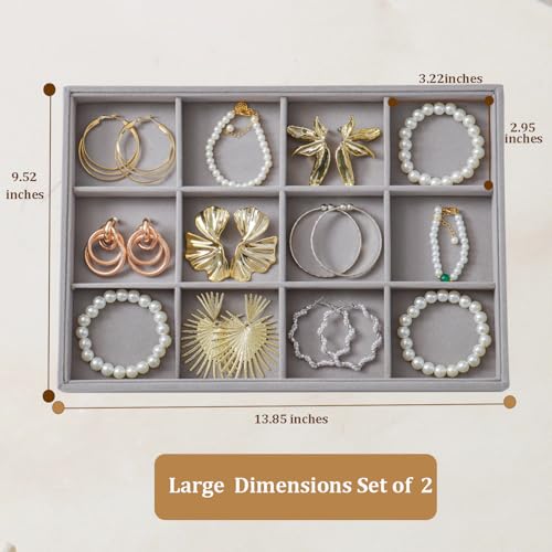 Image of Large Velvet Jewelry Tray Display Drawer Inserts 2 Pack