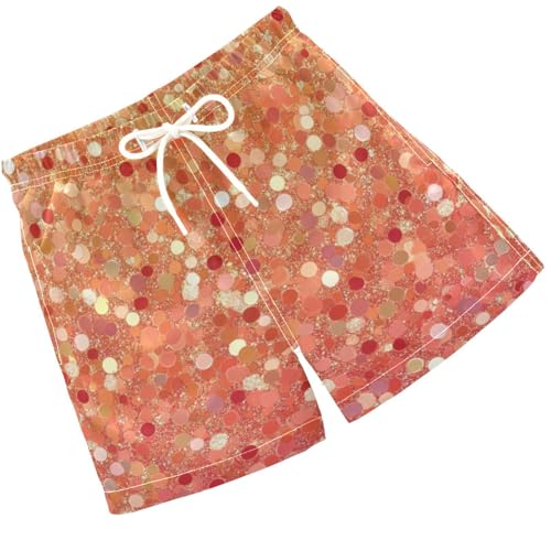 Pigsaly Boys Swim Trunks Red Peach Coral Gold Gradient Glitter Boys Board Shorts Swimsuit Swimwear Summer Bathing Suit 5T