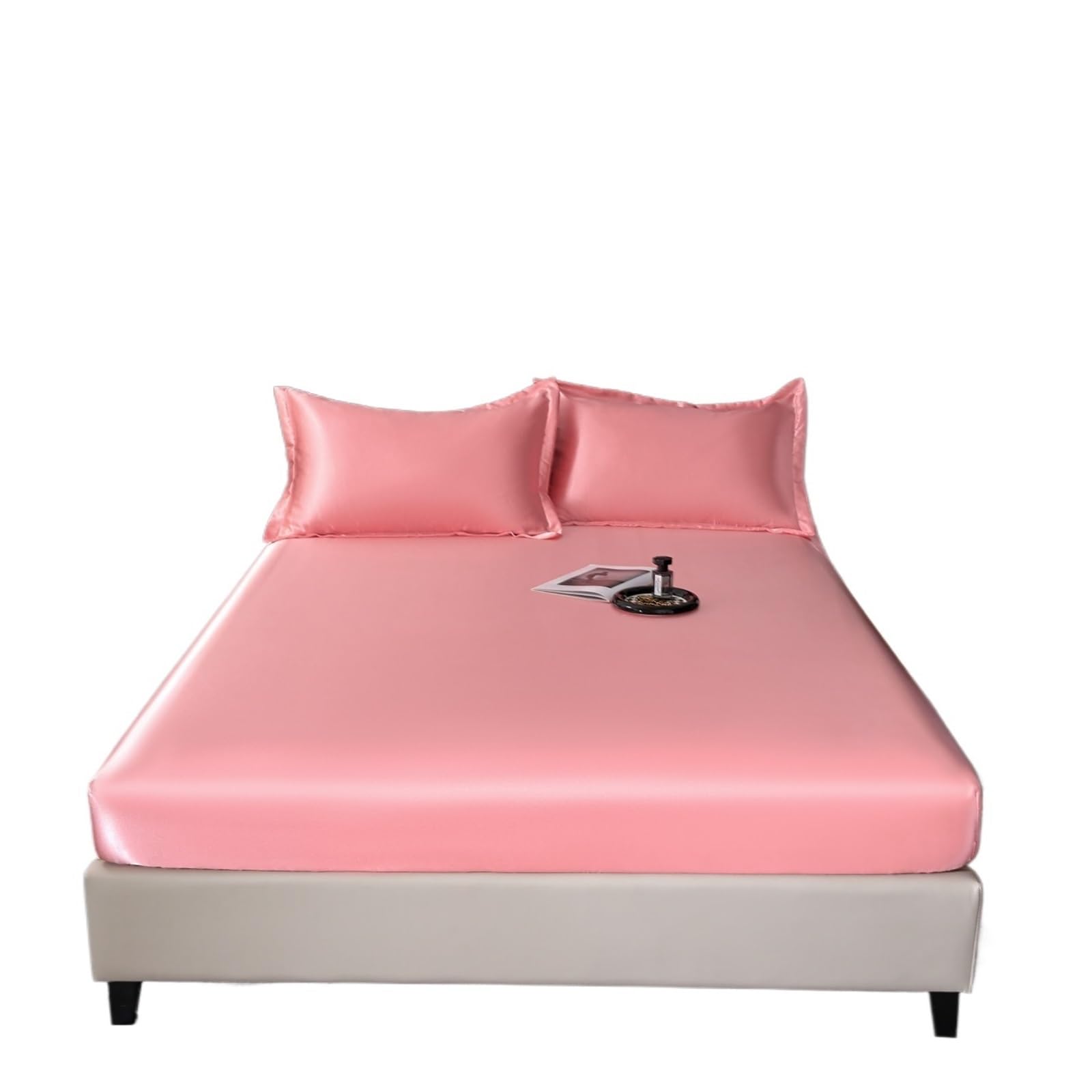 Sobrecolchón Acolchado de Microfibra Funda de colchón Sábana Ajustable de Color sólido con Banda elástica Sábana de Cama Hotel en casa Sábana Ajustable(Pink,120x200x25cm 1Pc)