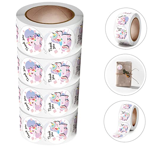 Nusitou 4 Rolls Unicorn Stickers De Wedding Scrapbook Stickers Scrapbooking Gifts Candy Box Stickers Envelope Seal Stickers Thank You Circle Stickers Gift Packing Labels #TOP2