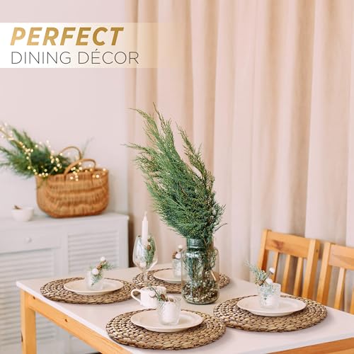 Image of (Sizes: 12 inch-13 inch-14 inch) BLUEWEST Woven Placemats 13'' (Set of 10), Brown Round Rattan Water Hyacinth Table Mats, Braided Non-Slip & Heat-Resistant Design for Dining Table