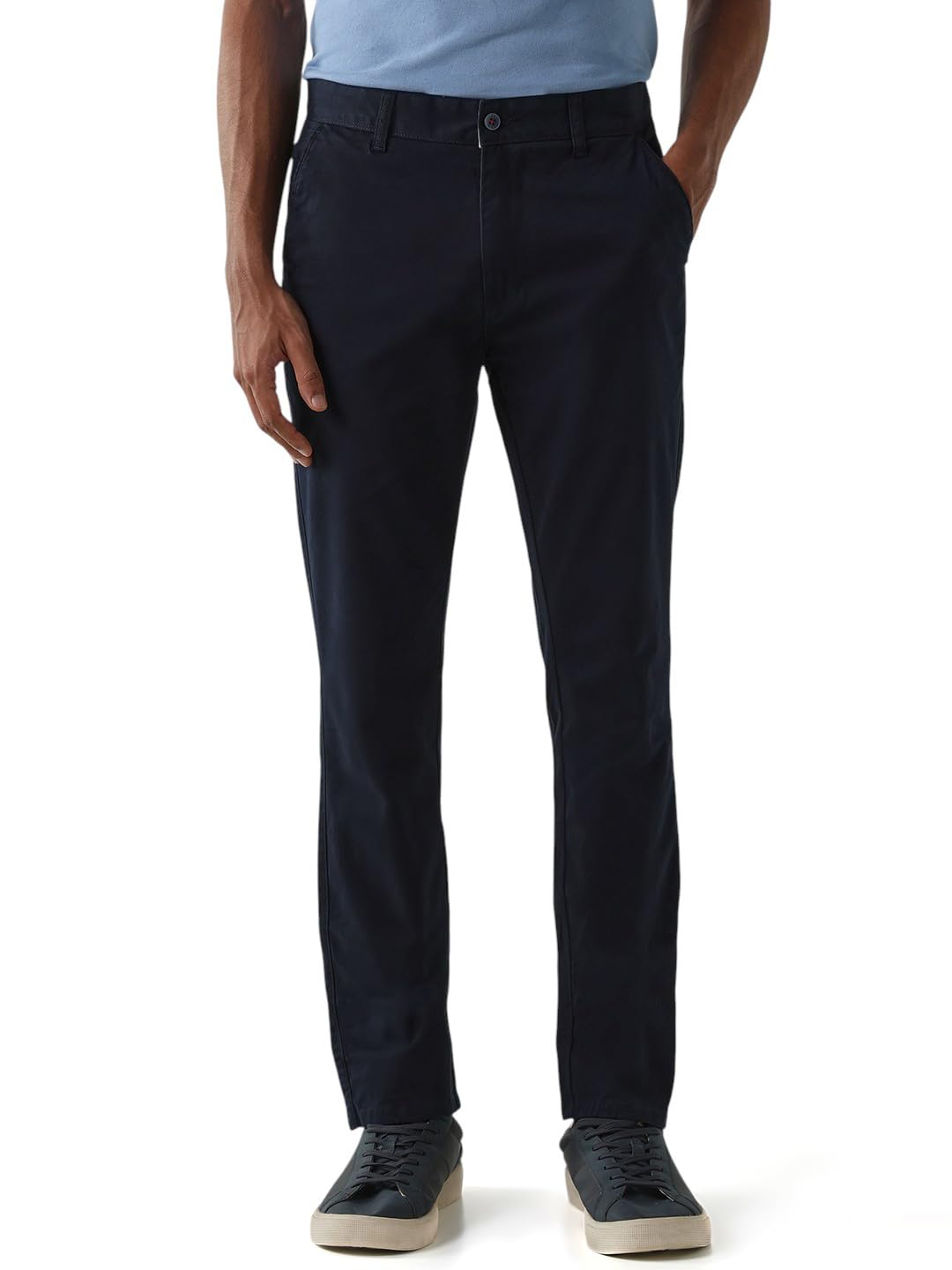 reid & taylor Men's Solid Cotton Stretch Regular Fit Casual Trousers-picture-12