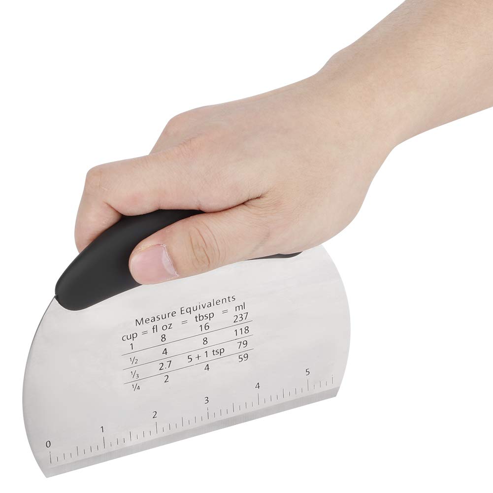 Stainless Steel Pastry Dough Chopper Scale Cutter Ergonomic Design, Ideal for Baking Kitchen Bakeware (Black)