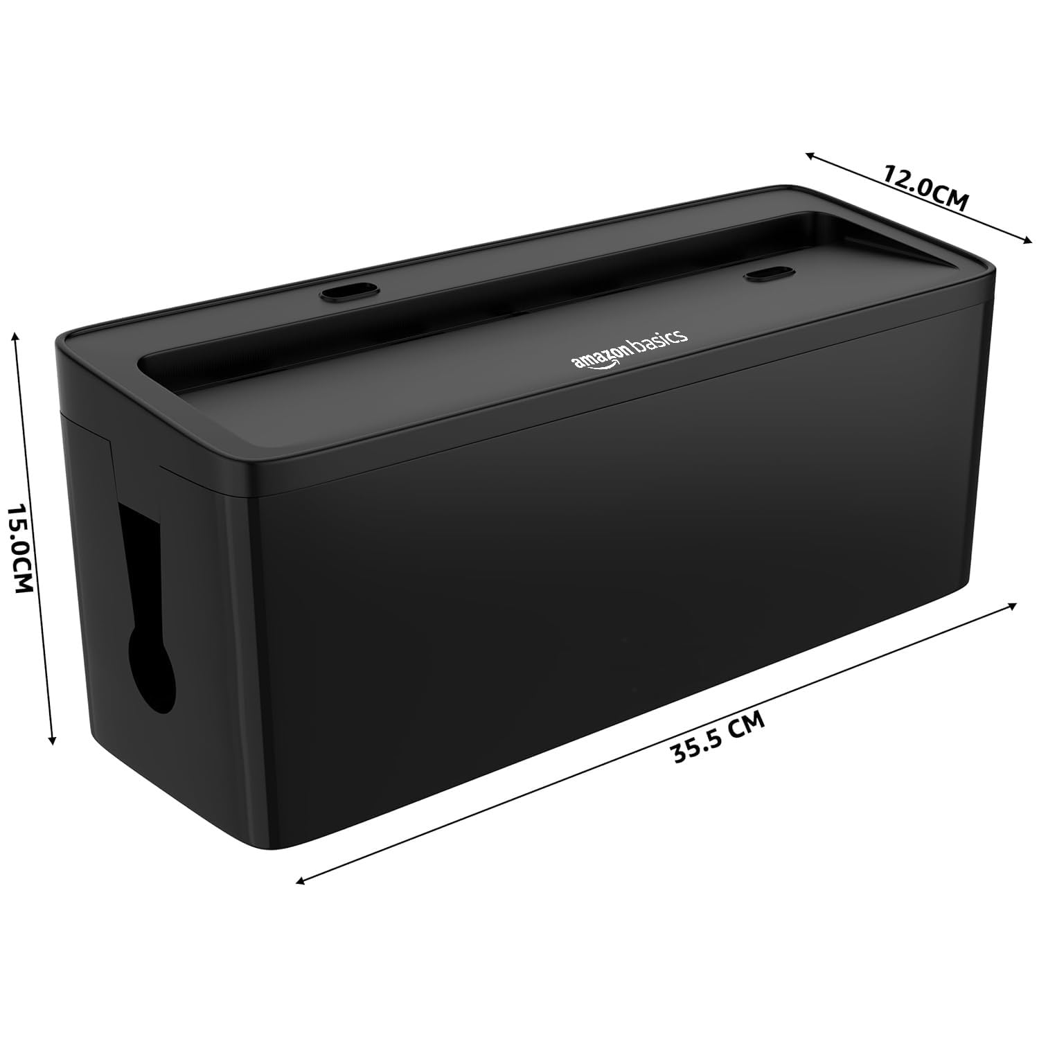 Amazon Basics Cable Management Box with Phone Stand | Cord Organizer Hides Extension Board, Power Strips, Surge Protector, Cords, Wire, Router | TV Cord Box for Desktop, Floor, Home, Office | Black 1