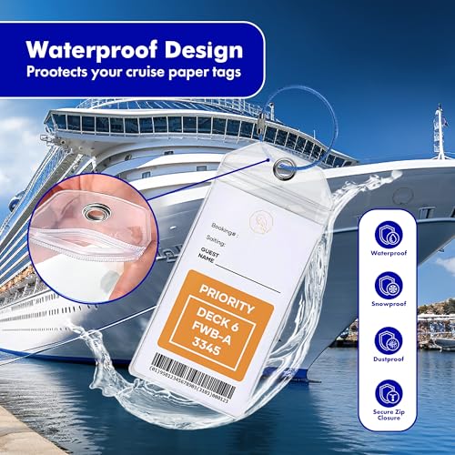 Cruise Luggage Tag Holders fit for All Printed Cruise Luggage Tags (Set of 6 ea with Colored Wire Loops) by Beluga Gears3