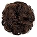 FeidyLong 2 PCS Messy Bun Hair Piece Wavy Curly Hair Bun Scrunchies Extensions Synthetic Chignon Thick Updo Hairpieces for Women Girls(Light Brown Mix Mid Brown)