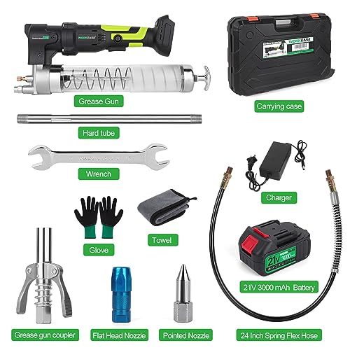 Pompe à Graisse électrique Sans Fil Bravex 21V – 12 000 PSI – Flexible 40 Cm – Neuf