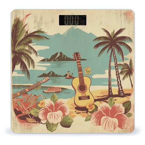 Báscula digital vintage Hawaii para baño y cuerpo miniatura 1