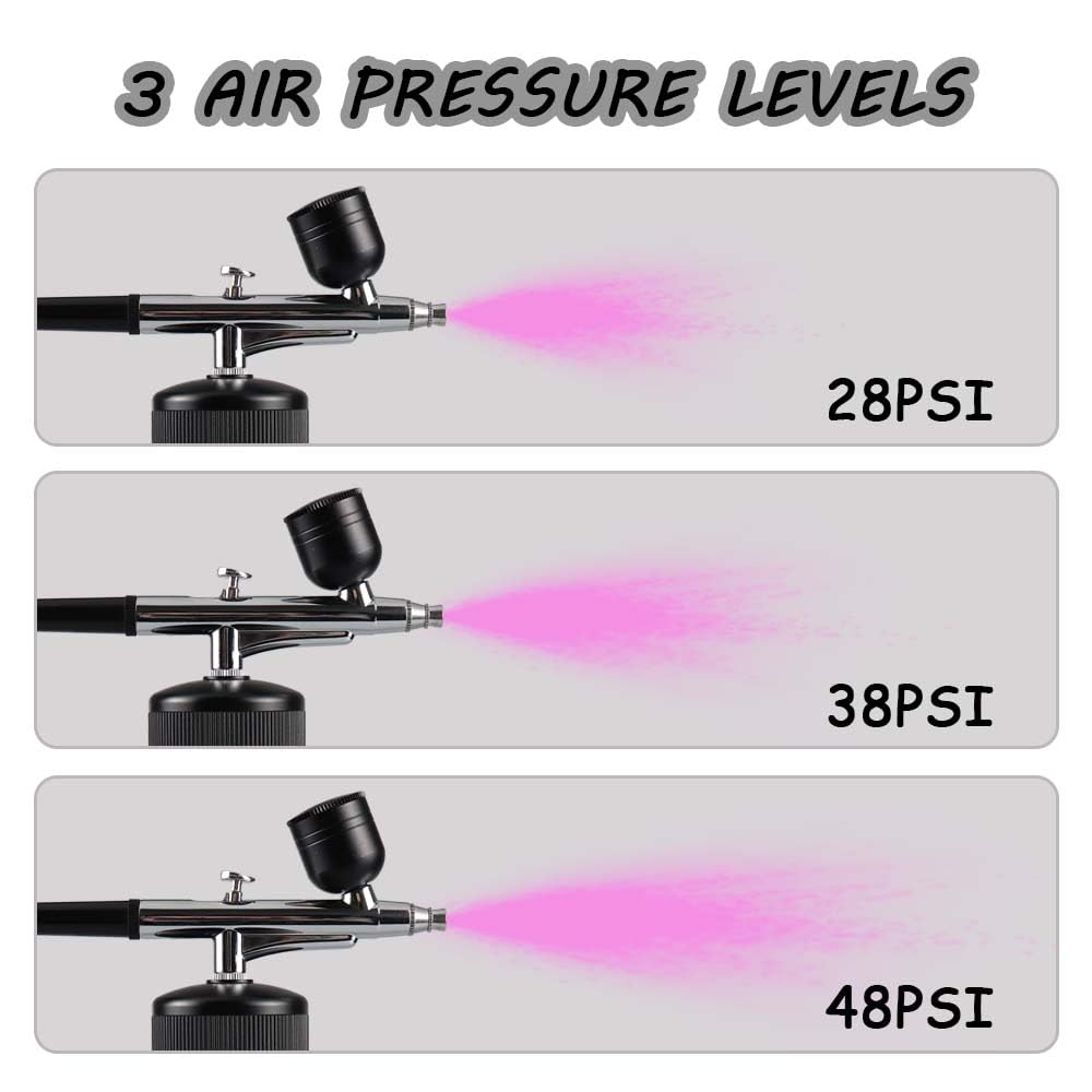 Kit de aerógrafo profesional de 48 PSI con compresor, boquilla de 0.3 mm y batería de 4000 mAh, pistola de pulverización portátil de mano para arte de uñas, maquillaje, bronceado, pintura corporal y