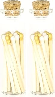 River Birch Decorative Matches in Bottles, Striker Included - Colored Wedding Blend Tip, 40 Matches