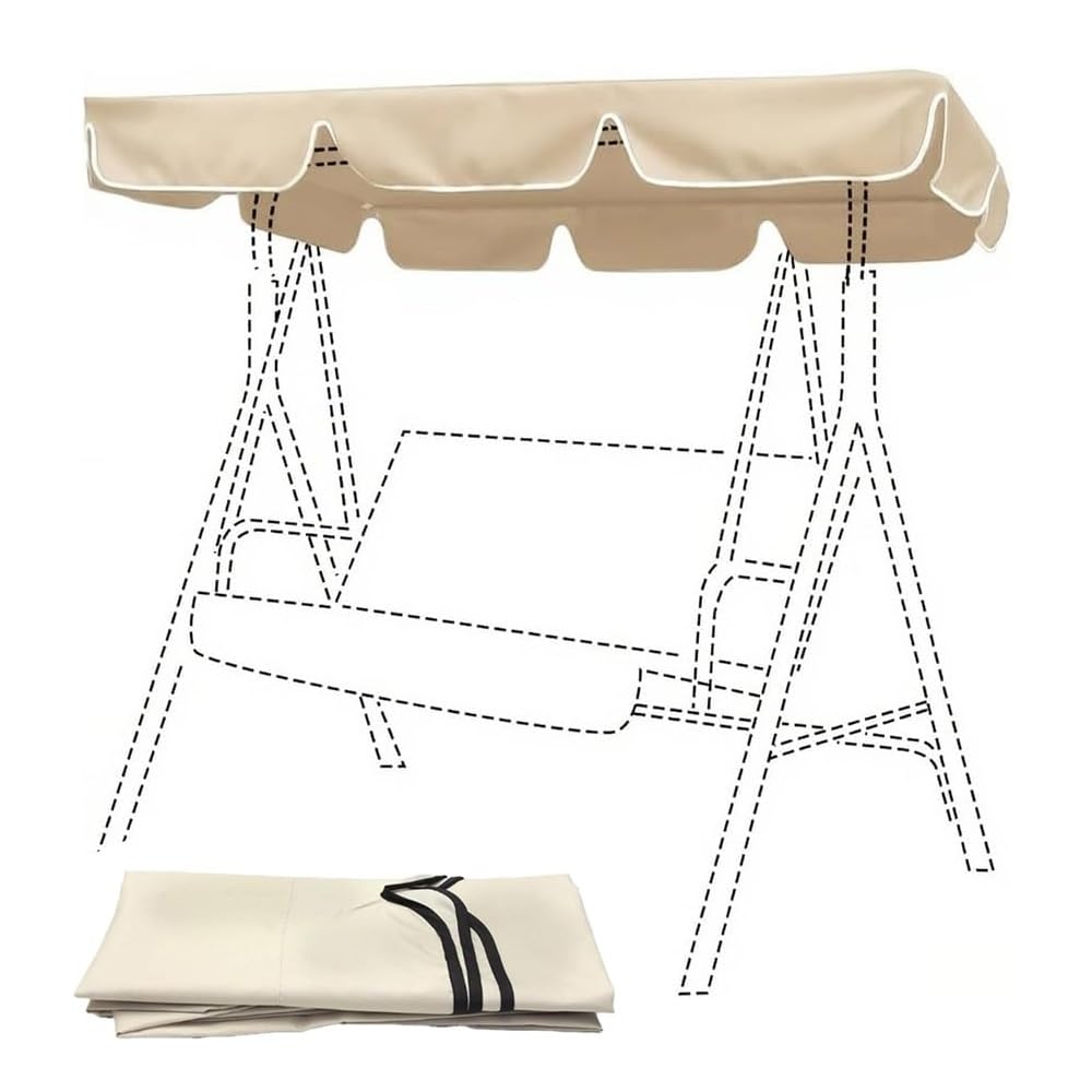 MESCXTY 64x45in 85x57in Porch Swing Canopy Replacement, Waterproof Anti-UV Garden Hammock Top Cover, Outdoor Replacement for Patio/Yard(Beige,82x57in-210x145cm)