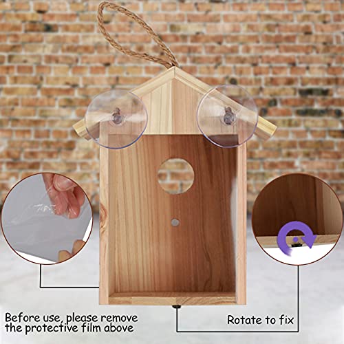 Edudif Wooden Window Bird House With Suction Cup And Lanyard Hanging Diy Bird House For Kids Outdoor Bird Nest Transparent Design For Easy Observation #TOP2