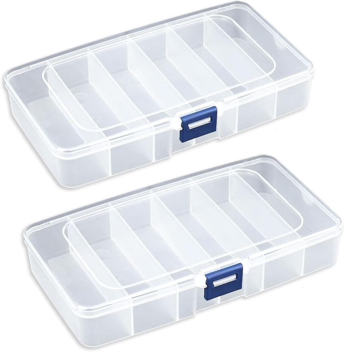 2 PACK Transparent Plastic Bead Organizers (6 Grids),Craft Organizers and Storage Beads Organizer, Art DIY, Crafts Jewelry Storage, Fishing Tackles, Size 7.48 x 3.94 x 1.38 in