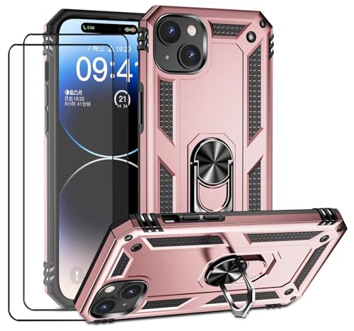 cover compatibile per Iphone 15 Plus Custodia + vetro temperato,Le protezioni antiurto in silicone altamente elastico per il tuocompatibile per Iphone 15 Plus offrono una forte protezione.