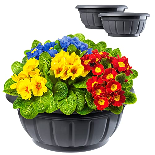 KADAX Blumenschale, runde Pflanzschale, Pflanzkübel aus Kunststoff, wetterfester Blumenkübel für Außen, Blumen, Pflanzen, Garten, Balkon… – Ansicht 1