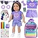 18 Inch Girl Doll Clothes and Accessories School Supplies Playset with Doll Clothes,School Bags, Sunglasses, Pencils, Pencil Sharpener, Notebooks, Phone, Hair Clip, Stickers and etc.