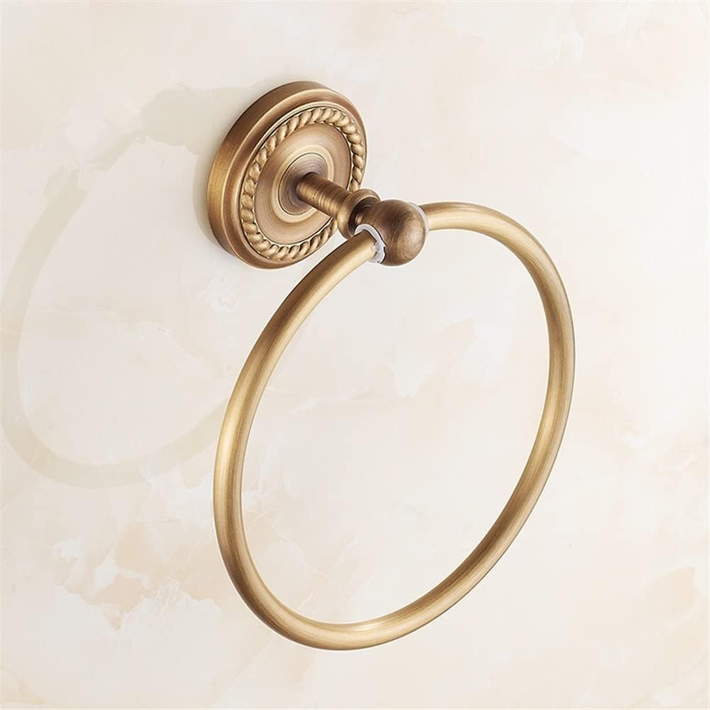 LSLYTQ Europe Antique Bathroom Towel Rings/Towel Rack, Thicken Brass Gold Wall Mounted Towel Holder, Bathroom Accessories