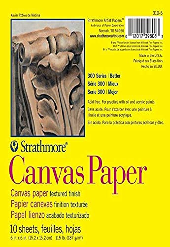 Strathmore 300 Series Canvas Paper Pad, Glue Bound, 6x6 inches, 10 Sheets (115lb/187g) - Artist Paper for Adults and Students - Acrylic and Oil Paints