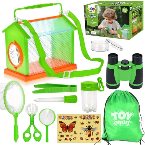 TOY Life Bug Catcher for Kids Bug Catching Kit Kids Explorer Kit with Bug Net Catching Tool Tweezers Magnifying Glass Binoculars Insect Catcher Educational Outdoor Toys Kid Adventure Set