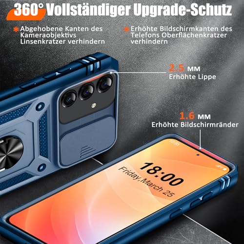 Coque Samsung S24 Plus avec protège-écran et support bague bleu