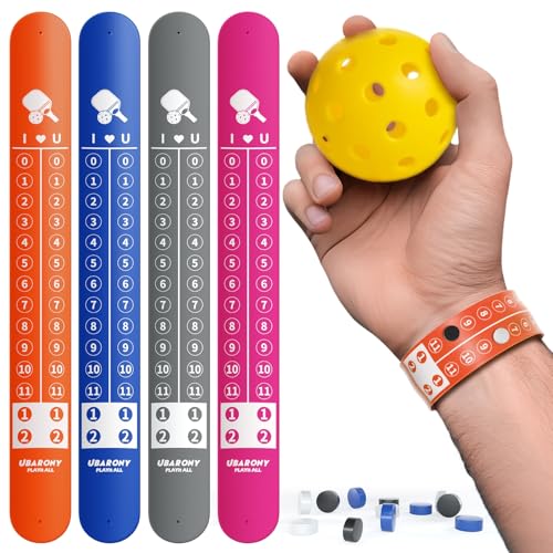 UBARONY Pickleball ScoreKeeper Wristband, 4 Portable Pickleball Scoreboard Counter Scorekeeping...