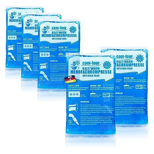 com-four® 5x Compresa Multiuso Pequeña, Compresas Frías y Calientes Reutilizables, 15,5x 8,5 cm - Apto para Microondas - Made in Germany