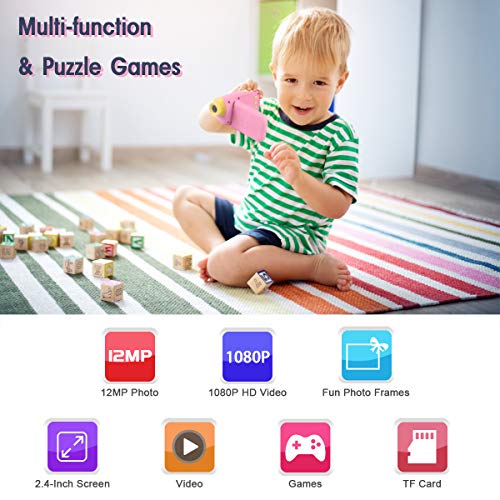 GKTZ Toys for Girls Age 3-10, Kids Video Camera Digital Camcorder Birthday Gifts for 3 4 5 6 7 8 9 Year Old Girl with 32GB SD Card - Pink