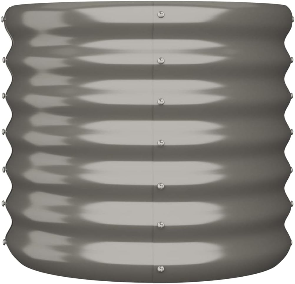 Garden Planter Powder-coated Steel,Balcony Raised Beds,Gardening Supplies,Vegetable Planters,Herb Planting Box,Round Shape Planter,for Herb,Outdoor,Lawn,Yard,Patio,15.7"x15.7"x14.2" Gray