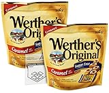 Werthers Original Hard Candy Sugar Free Pack of 2 Bags of Caramel Hard Candy (7.7oz) - Individually Wrapped Caramel Candy Sweets - Bundle with Ballard Products Pocket Bag
