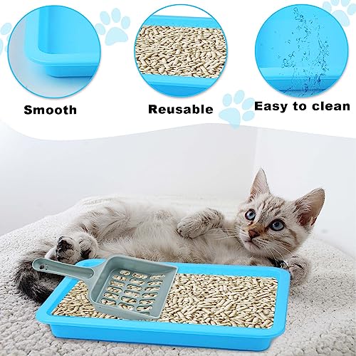 5pcs Kitten Litter Box, 9.65x7.28x0.98 inch Small Cat Litter Box with Litter Spatula Shallow Litter Pan Plastic Litter Tray Portable Cat Waste Tray Kitten Boxes for Indoor Cats Low Entry (5 Colors) - Thumbnail 4