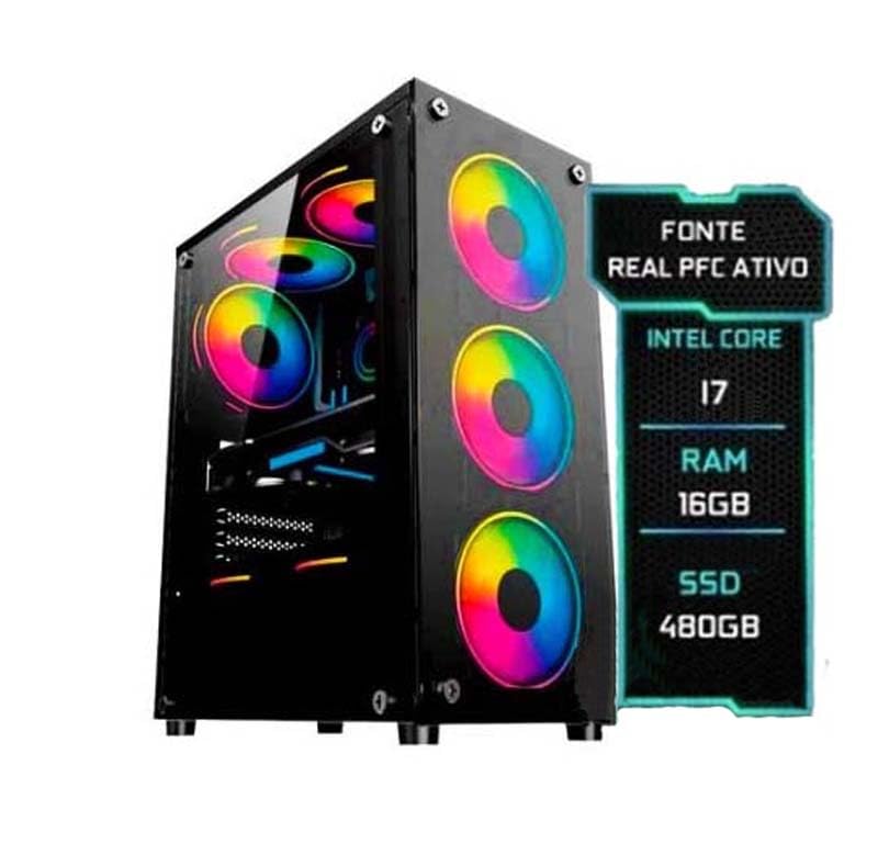 Pc Gamer Cpu Intel I7 3.4ghz Ssd 480gb Memoria Ram 16gb Fonte 500W