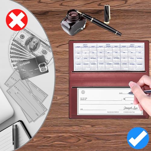 Image of CASMONAL Checkbook Cover for Women & Men, PU Leather Wallet RFID Blocking