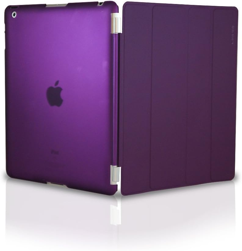 Khomo Smart Cover Front, Crystal Rubberized Back Protector for Apple iPad 2 new iPad 3 (The new iPad HD)-Purple