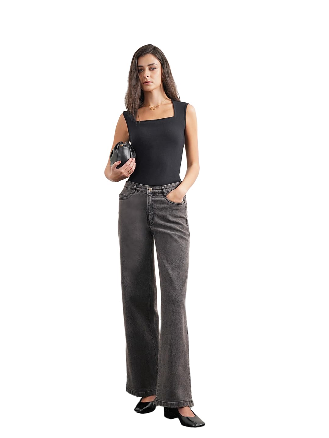 fablestreet Women Jeans Casual Wear | Relaxed Fit Wide Leg High Rise Design & Raw Cuffs | Durable Woven Denim Fabric & 5 Pockets for Street Wear, Daily Use & Outings-picture-41