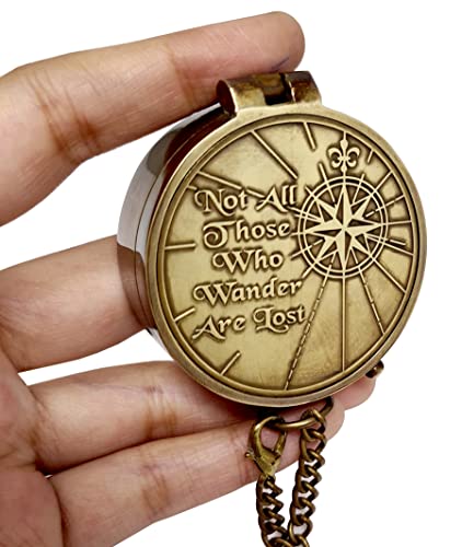 Brújula de latón MALLA INCORPORATION con estuche de cuero grabado, ideal como regalo motivacional miniatura 2