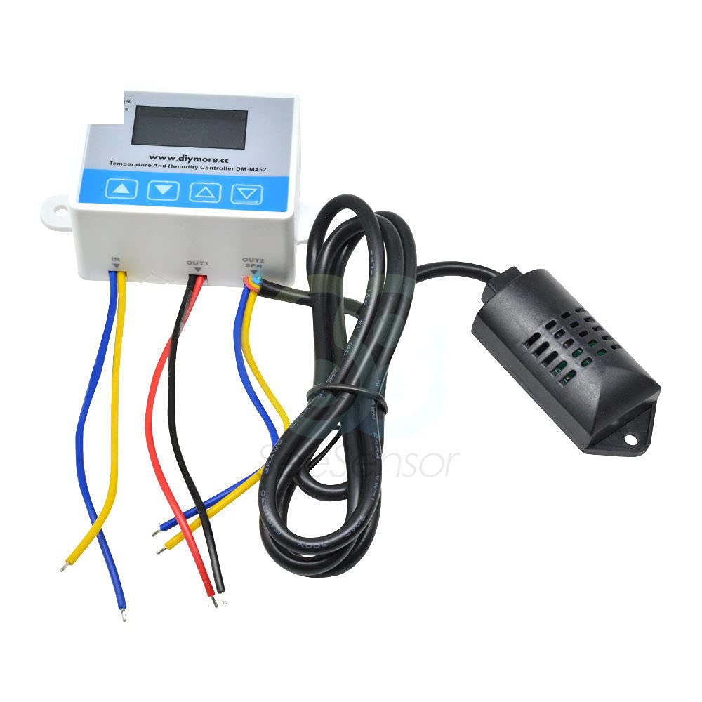 M452 DC 12V Digital Temperature Humidity Controller Thermostat Hygrometer Humidity Control Switch 0~100% RH with Humidity Sensor