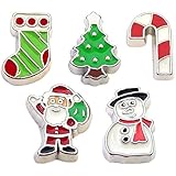 NewCharms 5 Floating Locket Charms Holiday Christmas Gift Theme for Your Living Locket