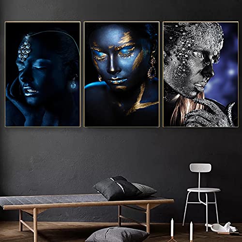 Affiche femme africaine peinture sur toile décoration murale 30x45