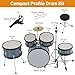 5-Piece 16 Inch Kids Drum Set, Junior Drum Kit with Bass Drum, Snare, 2 Toms, Cymbal, Hi-Hat, Throne Stool, Drumsticks & Pedals, Musical Gift for Beginner Students Ages 4+(Blue)