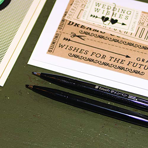 Pentel Arts Water Based Brush Sign Pen | With Traditional Japanese Pen Holder | Ideal For Modern Calligraphy & Decorative Writing | Set Of 12 Shades (SES15C) Multicolor - Image 7 thumbnail