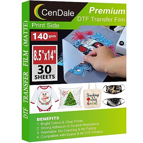 DTF - Pellicola di trasferimento 21,6 x 35,6 cm, 30 fogli di pellicola DTF spessa di alta qualità per sublimazione Hack, stampa diretta su pellicola su tutti i tessuti, magliette, tessuti, carta DTF a