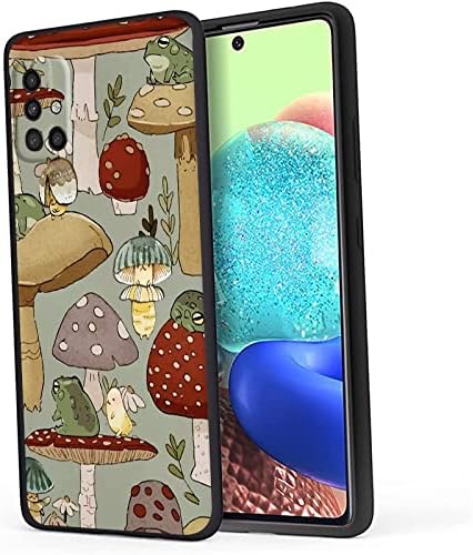 monoch Frog Mushroom Case for Samsung Galaxy A51 4G,Cute Cottagecore Aesthetic Frog and Mushroom Samsung Galaxy A51 4G 6.5 Inch 2020