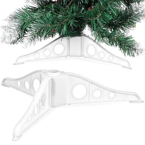 DOITOOL Supporto per Albero di Natale Artificiale Bianco, Base per Albero di Natale in Plastica Staccabile, Diametro del Foro: 0,6 Pollici
